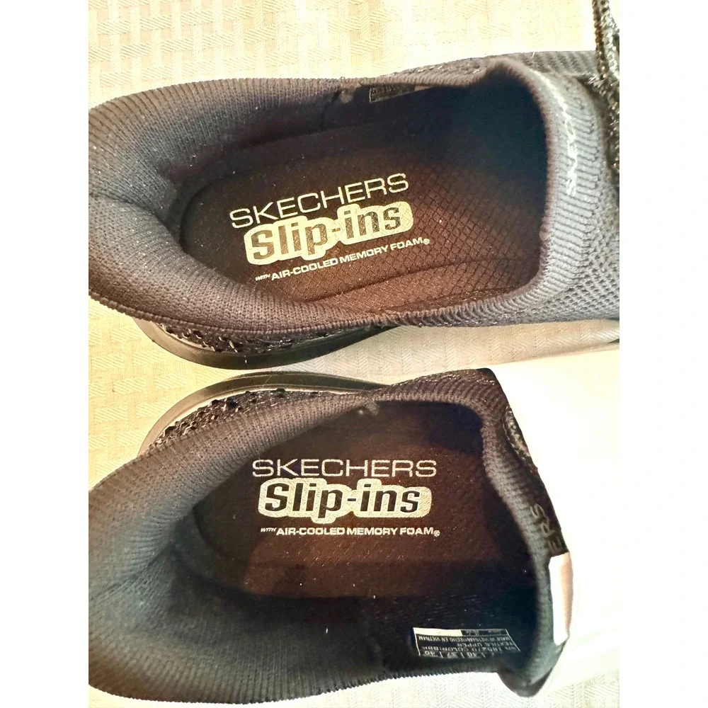 Skechers Slip-ins Court & Classics Black Rhinestone Sneakers 185270 Womens 10
